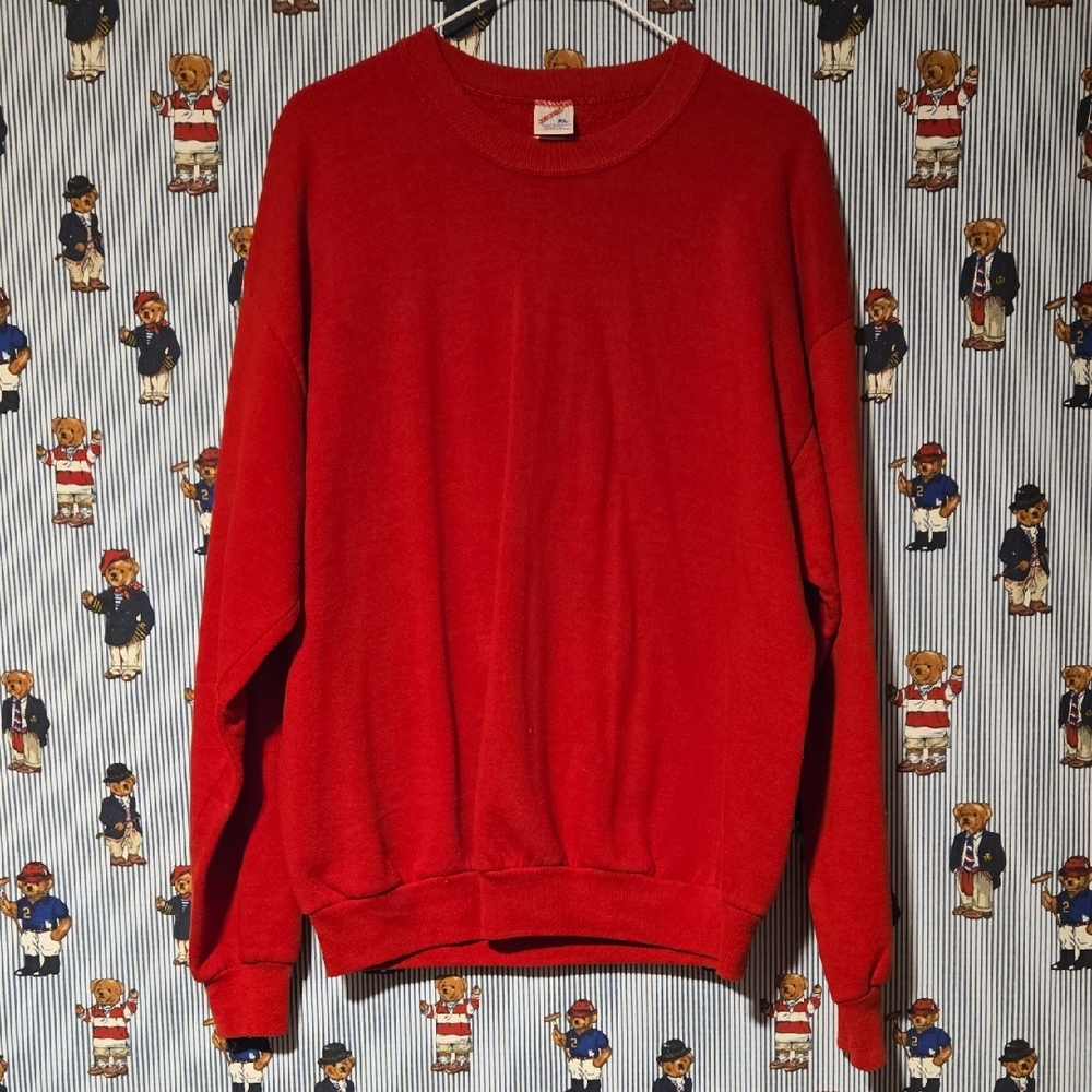 Vintage Jerzees Russell Athletic 90s Usa Made Classic Red Blank Sweatshirt XL